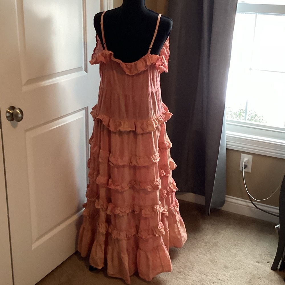 Pink Ruffled Maxi Dress - Picture 5 of 7